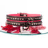 SiaLinda: Halsband echtes Elch Leder mit kl. O-Ring und Strass, schwarz / pink 14 mm breit - SiaLinda.com